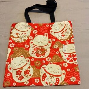 Red Lucky Cat Tote Bag